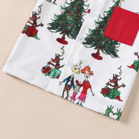 Grinch Who Stole Christmas Boys Buttons Shirt & Shorts Outfit Set - Picture 4 of 6